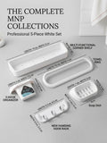 5-Piece Complete White Bathroom Accessory Set - Wall Mounted Self-Adhesive Organizers