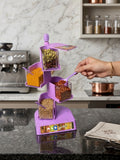 rotating 4 layer spice rack organizer multi funtional modular seasoning box with spoons